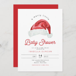 Invitación KRIS Cute Santa Hat Merry Pequeño Baby Shower