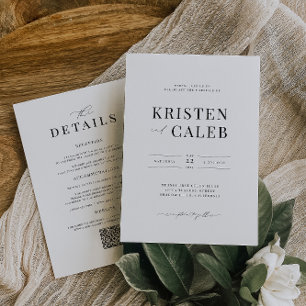 Invitación KRISTEN Moderno Boda Minimalista todo en uno