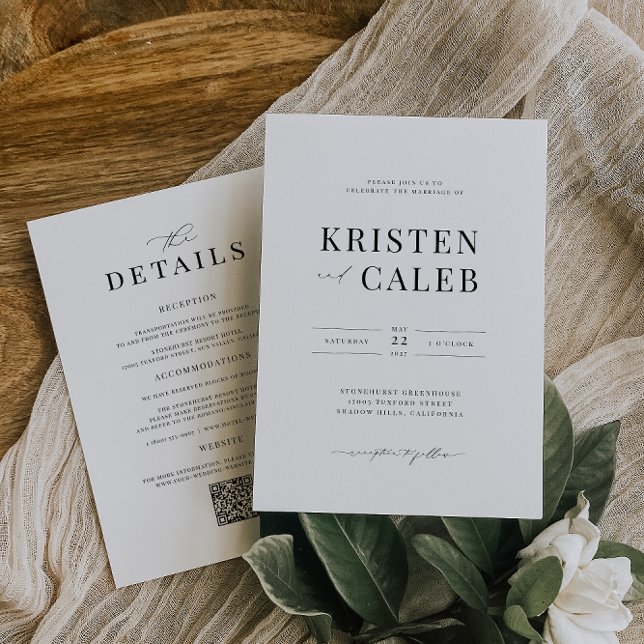 Invitación KRISTEN Moderno Boda Minimalista todo en uno (Subido por el creador)