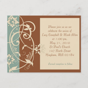 Invitación KRW Brown moderno y boda floral azul