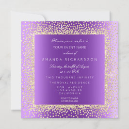 Invitación Krystal 1 Champaigne Purpurina de oro Confetti