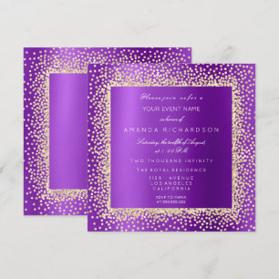 Invitación Krystal Champaigne Dorado Purpura Confeti A