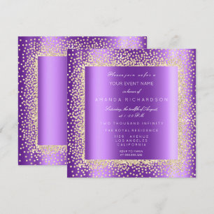 Invitación Krystal Champaigne Purpura2 Glitter Confeti Dorado