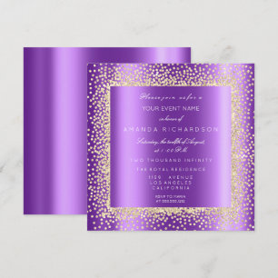 Invitación Krystal Champaigne Purpura Glitter Confeti