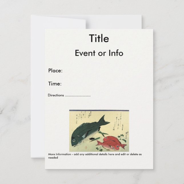 Invitación Kurodai y Akadai - Impresión japonesa de peces de  (Reverso)