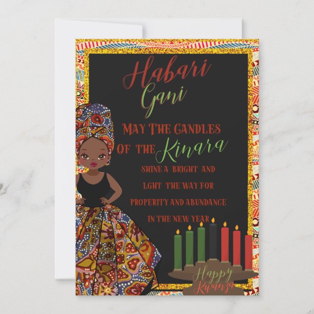 Invitación Kwanza Habari Gani Holiday Card  (Anverso)