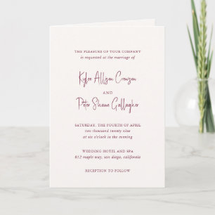 Invitación Kylee Burgundy Boda elegante tradicional