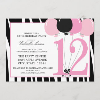 Invitación la 12ma fiesta de cumpleaños 5x7 invita