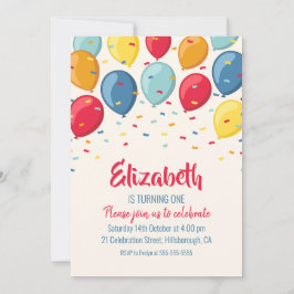 Invitación La 1ra fiesta de cumpleaños de los globos el |