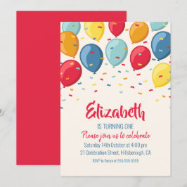 Invitación La 1ra fiesta de cumpleaños de los globos el |