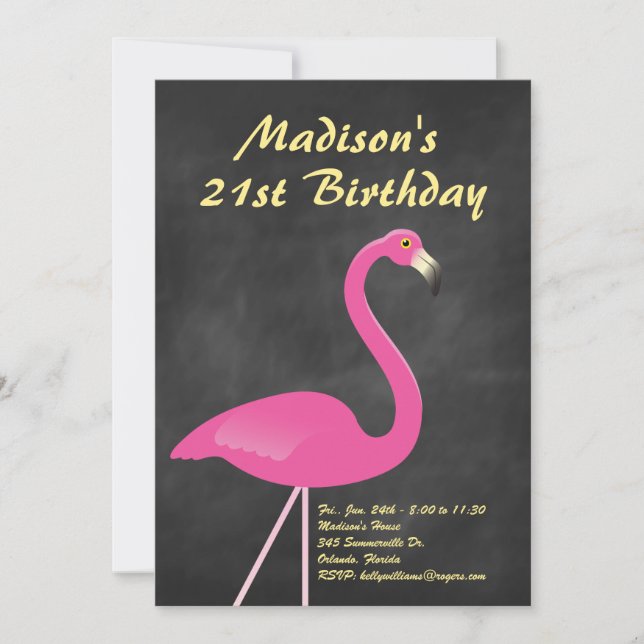 Invitación La 21ra fiesta de cumpleaños del flamenco invita - (Anverso)