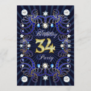 Invitación la 34ta fiesta de cumpleaños invita con las masas