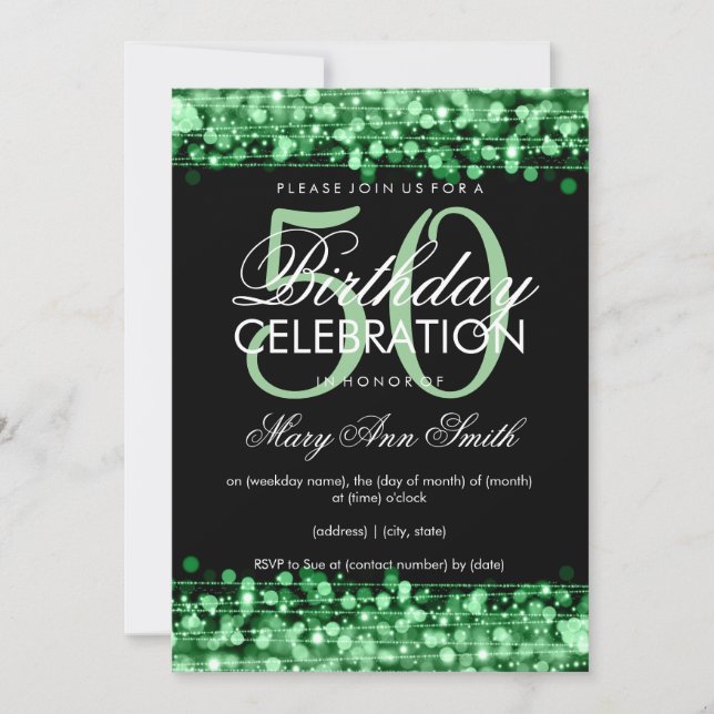 Invitación La 50.a fiesta de cumpleaños elegante chispea (Anverso)