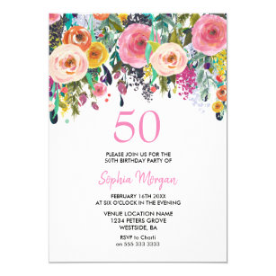 tarjetas de invitacion cumpleanos 50 anos mujer