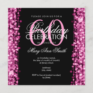 Invitación La 60.a fiesta de cumpleaños elegante chispea rosa