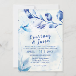 Invitación La acuarela azul deja al Boda ruso