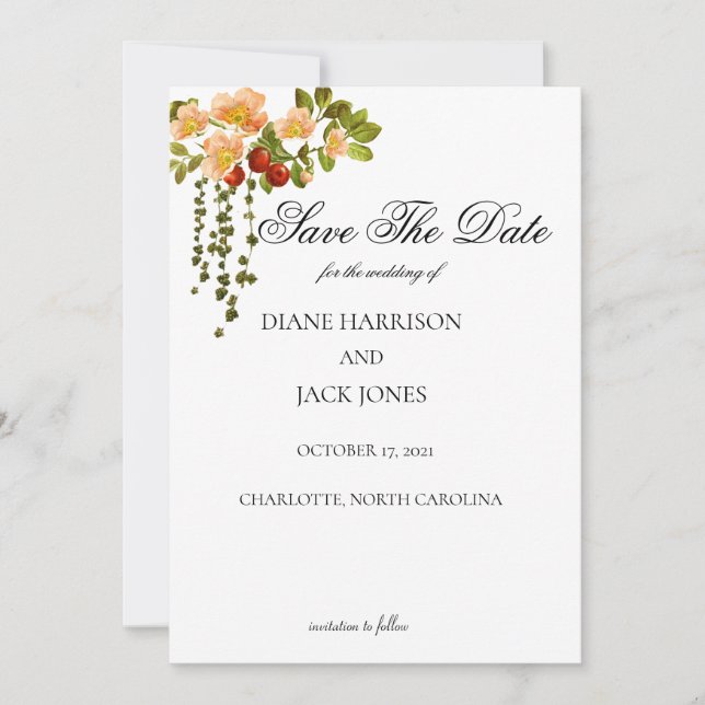 Invitación La acuarela de Apple Blossom Stems Save The Date (Anverso)