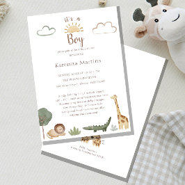 Invitación La acuarela de Boho Safari es un niño Baby Shower