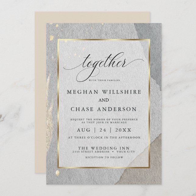 Invitación La acuarela de la tierra rusa cae sobre la piedra  (Anverso / Reverso)