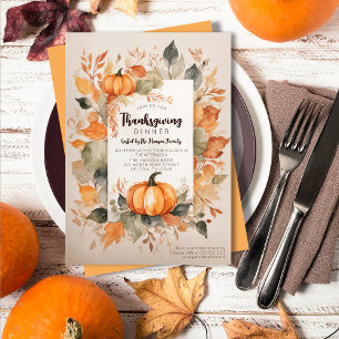 Invitación La acuarela de las calabazas de cosecha deja el dí