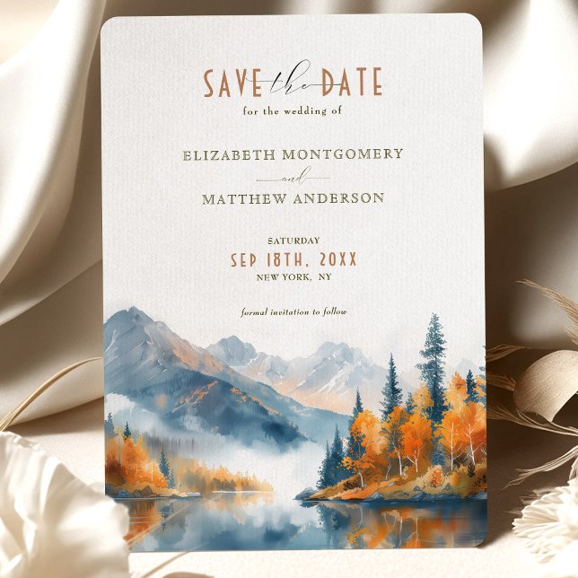 Invitación La acuarela de las montañas de otoño para salvar l (Subido por el creador)