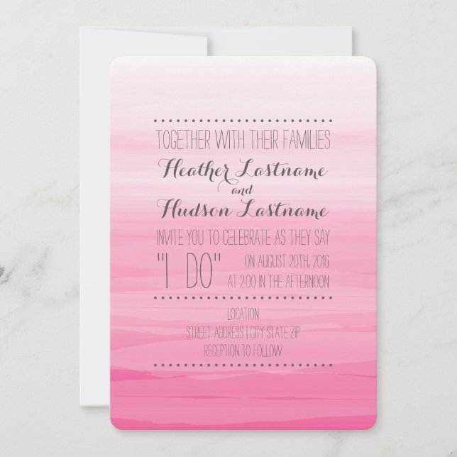Invitación La acuarela de las rosas fuertes inspiró la boda (Anverso)
