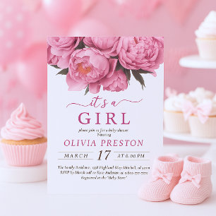 Invitación La acuarela de los pueblos rosados Baby Shower es 