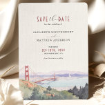 Invitación La acuarela del Skyline de San Francisco salva la<br><div class="desc">Celebre sus próximos nupcias con la elegancia del paisaje de San Francisco. La invitación Save the Date, que ha sido muy bien elaborada, presenta una delicada acuarela que representa el icónico puente Golden Gate, con el telón de fondo de las famosas colinas de la ciudad y la tranquila bahía. La...</div>