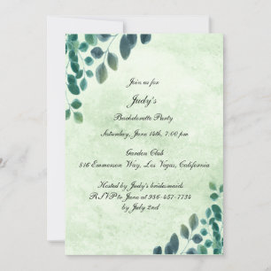 Invitación La acuarela Eucalyptus deja la fiesta de la Bachel