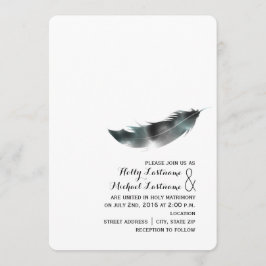 Invitación La acuarela inspiró la boda de la pluma - negro