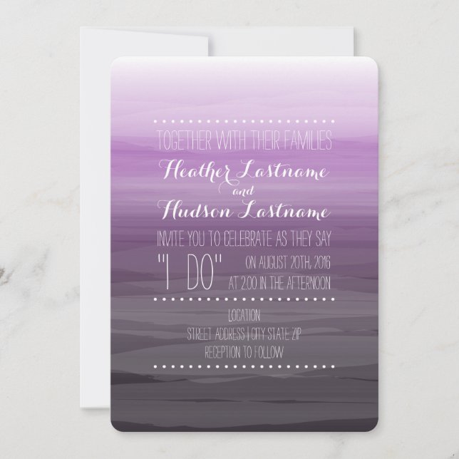 Invitación La acuarela inspiró la boda de Ombre - ciruelo (Anverso)