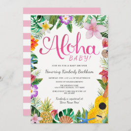 Invitación La acuarela Luau Baby Shower invita al rosa del |