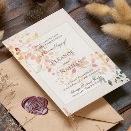 Invitación La acuarela moderna de Boho Autumn deja al Boda