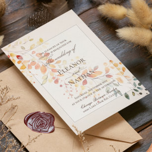 Invitación La acuarela moderna de Boho Autumn deja al Boda