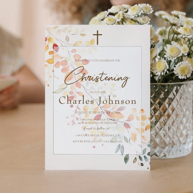 Invitación La acuarela moderna de Boho Autumn deja al niño ba (Subido por el creador)