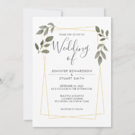 Invitación La acuarela moderna deja Boda de marco dorado