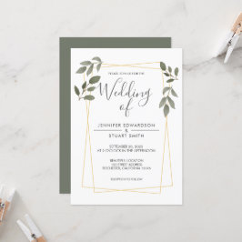 Invitación La acuarela moderna deja Boda de marco dorado