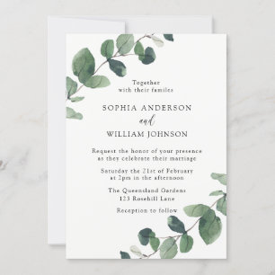 Invitación La acuarela moderna deja la boda de primavera