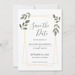 Invitación La acuarela moderna deja marco dorado Guardar la f