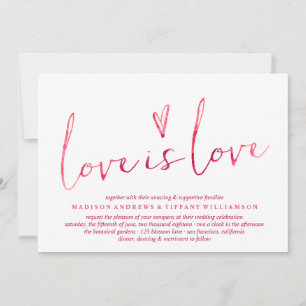 Invitación La acuarela roja El amor es amor Boda gay