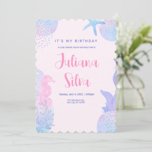 Invitación La acuarela rosa de Rubor bajo el cumpleaños del m