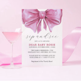 Invitación La acuarela rosa Giro dobla Baby Shower Sip y mira