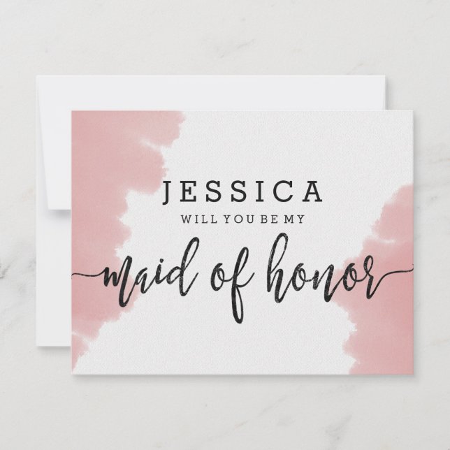Invitación La acuarela rosa será mi empleada de honor (Anverso)
