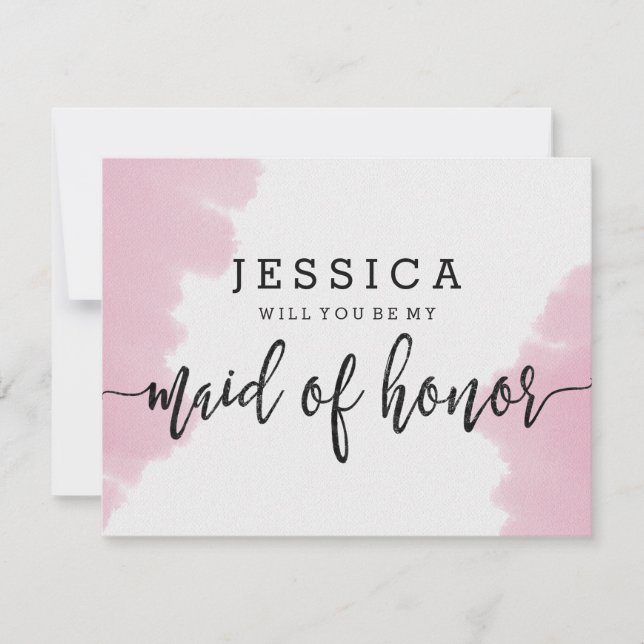 Invitación La acuarela rosa será mi empleada de honor (Anverso)