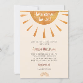 Invitación La acuarela simple llega al Baby Shower Son