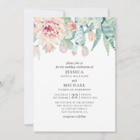 La acuarela suculenta boda. Cactus florales rosado