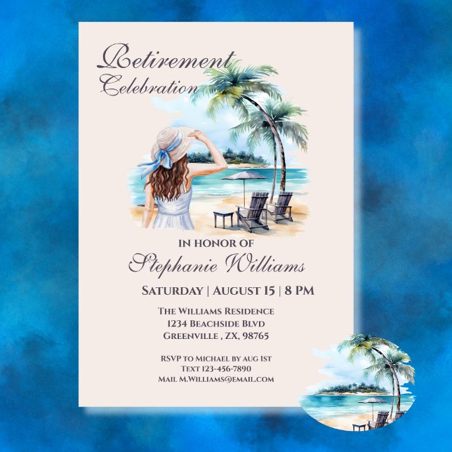 Invitación La acuarela temática de la playa de retiro de las  (Subido por el creador)