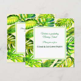 Invitación La acuarela tropical verde deja la graduación
