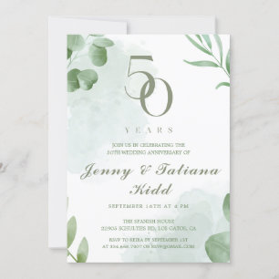 Invitación La acuarela verde deja 50 años Boda