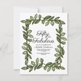 Invitación La acuarela verde deja el oro blanco 50 cumpleaños